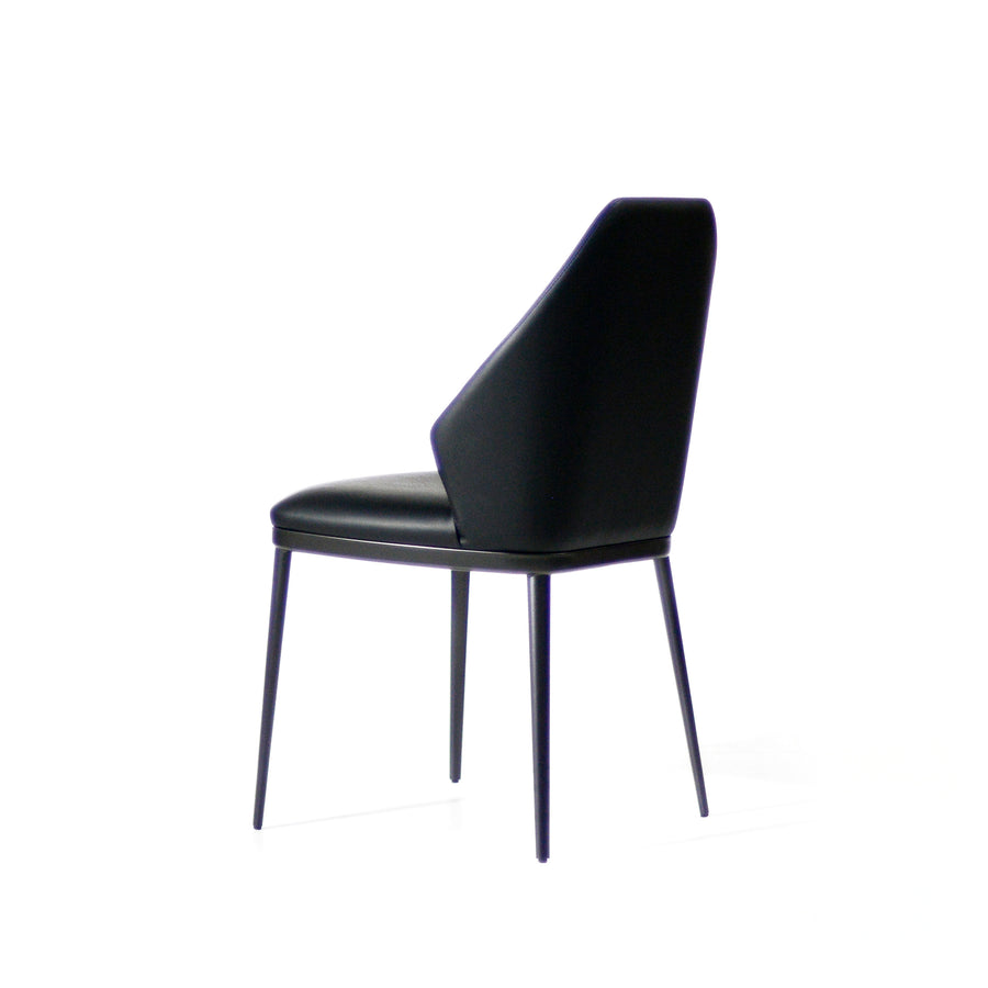 BONALDO Mida Chair in Black Capri leather, Anthracite Grey metal, profile turned, © Spencer Interiors Inc.