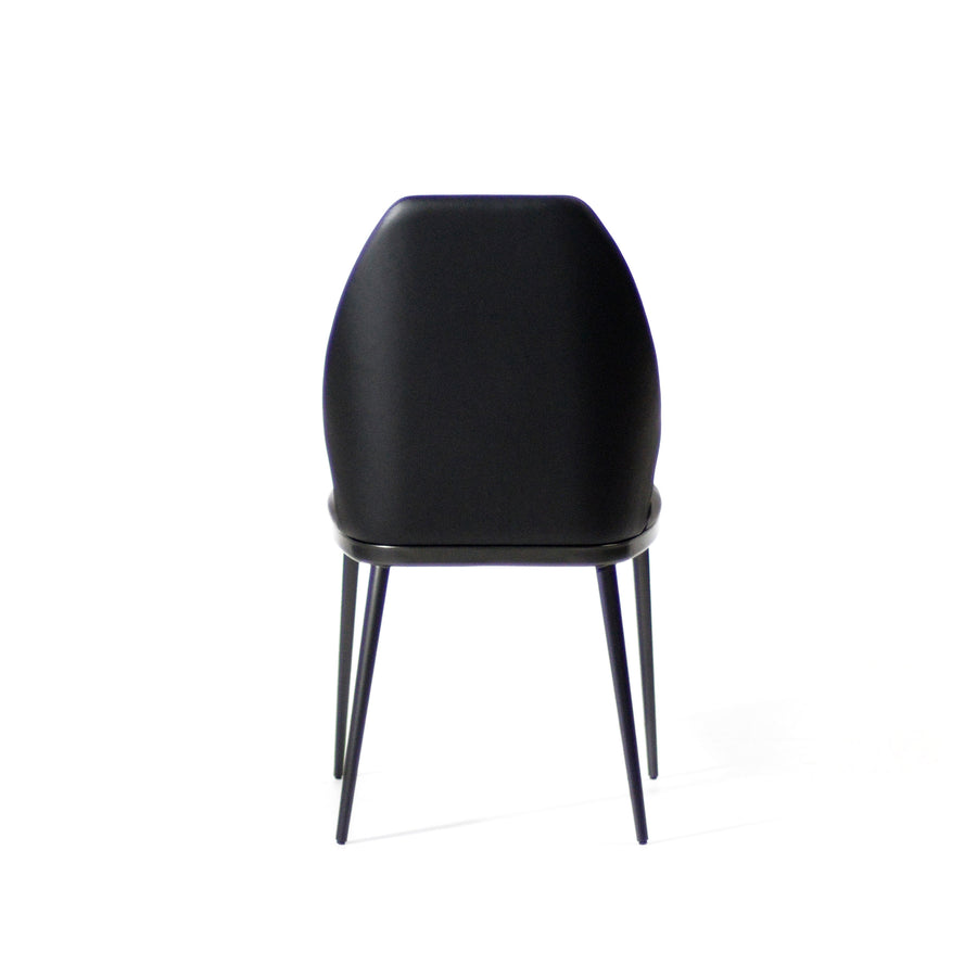 BONALDO Mida Chair in Black Capri leather, Anthracite Grey metal, back view, © Spencer Interiors Inc.