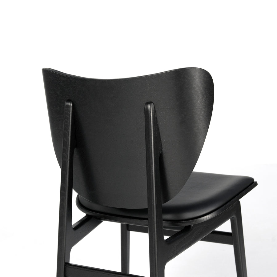 NORR11 Elephant Chair Black Oak, Black Leather Ultra, back detail