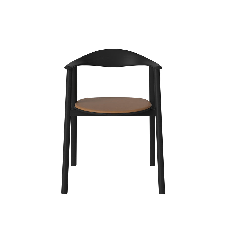BOLIA Swing Chair Black Oak, Sydney leather Hazelnut, front