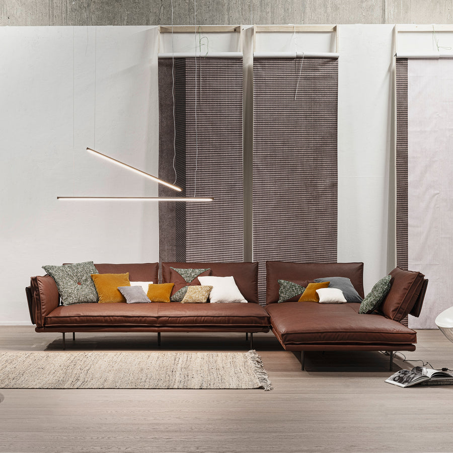 Cierre Divine Sectional in Leather, front - made in Italy - Spencer Interiors