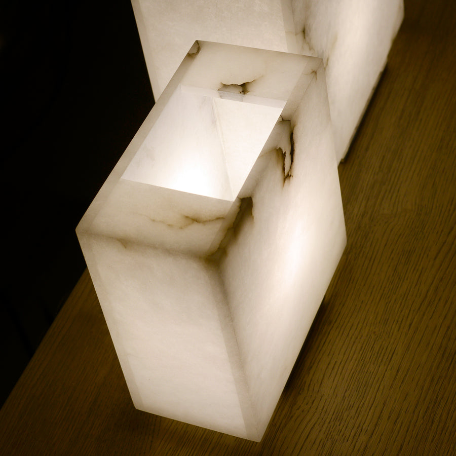 Dema Alabaster Table Lamps, top detail - made in Tuscany