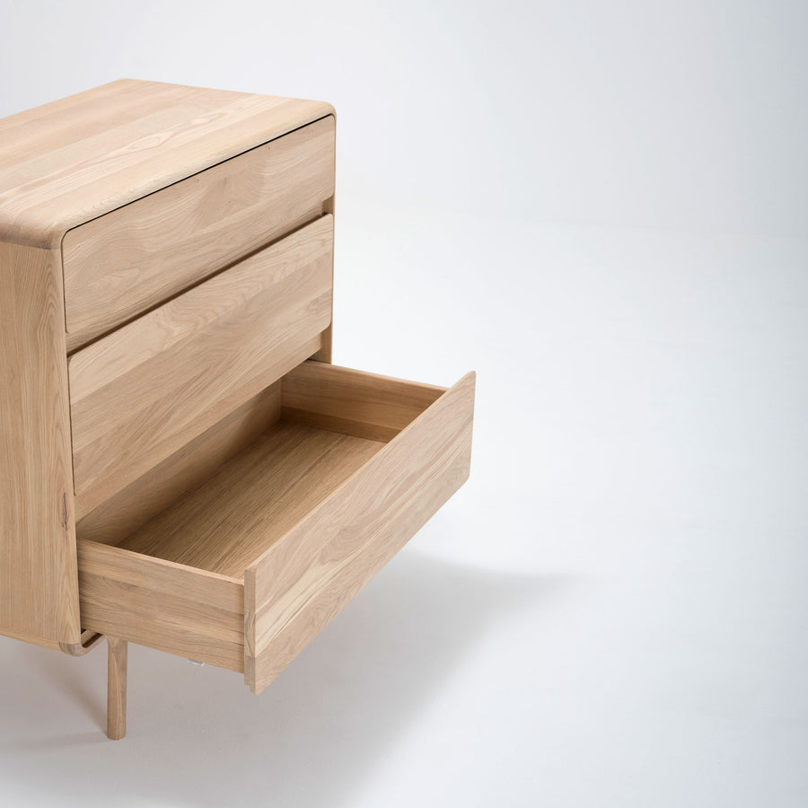 Gazzda Fawn Dresser in solid Oak, drawer detail | Spencer Interiors