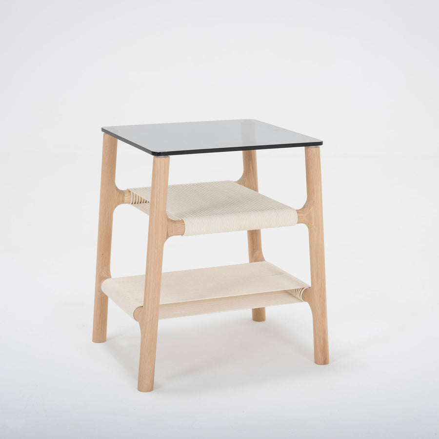 Gazzda Fawn Side Table in solid Oak, Rope, and Glass | Spencer Interiors