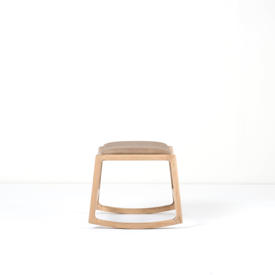 Gazzda Dedo Footstool in solid whitened Oak, profile 4