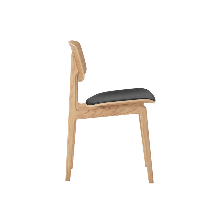 Norr11 Denmark, NY11 Dining Chair  Natural Oak, Black Leather, profile | Spencer Interiors