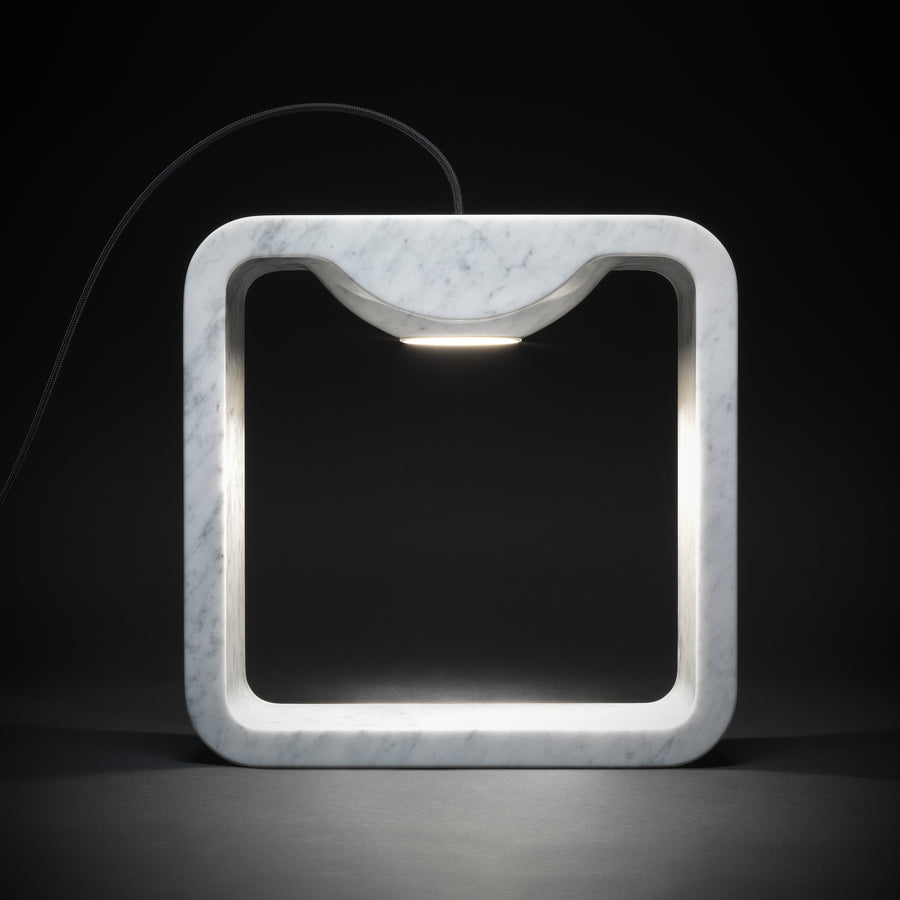 Tato Italia, Quattrolati Table Lamp in Solid Carrara Marble