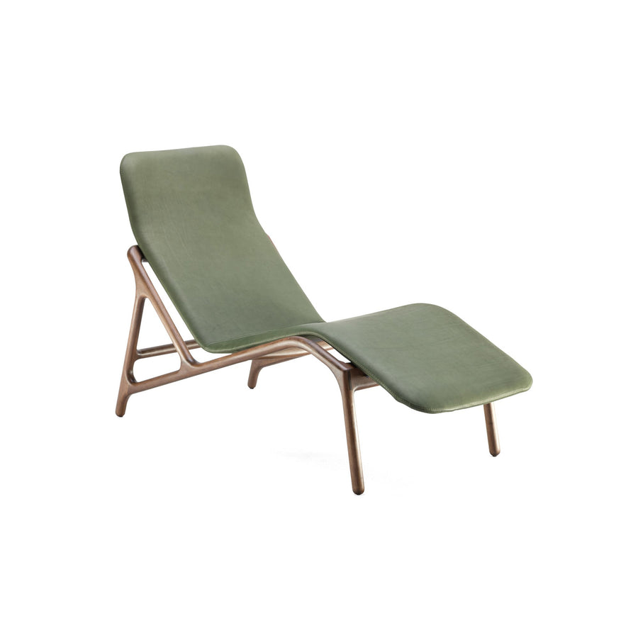 WOAK Marshall Chaise Longue in solid wood, turned profile