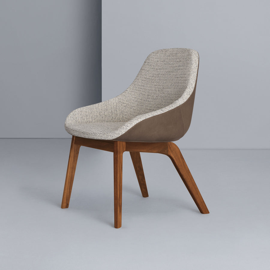 Zeitraum Morph Dining Chair, Walnut, front turned