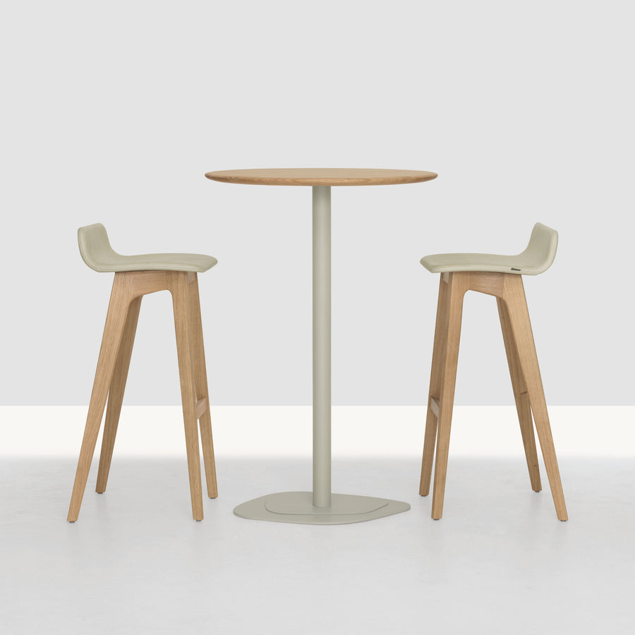 Zeitraum Morph Stool Fully Upholstered, Oak, with Kontra High Table