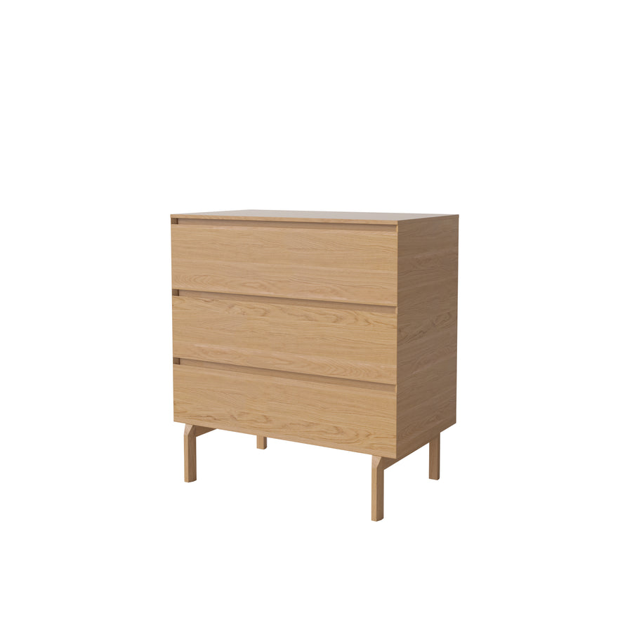 BOLIA Daia 3 Drawer Dresser in Oiled Oak, front turned