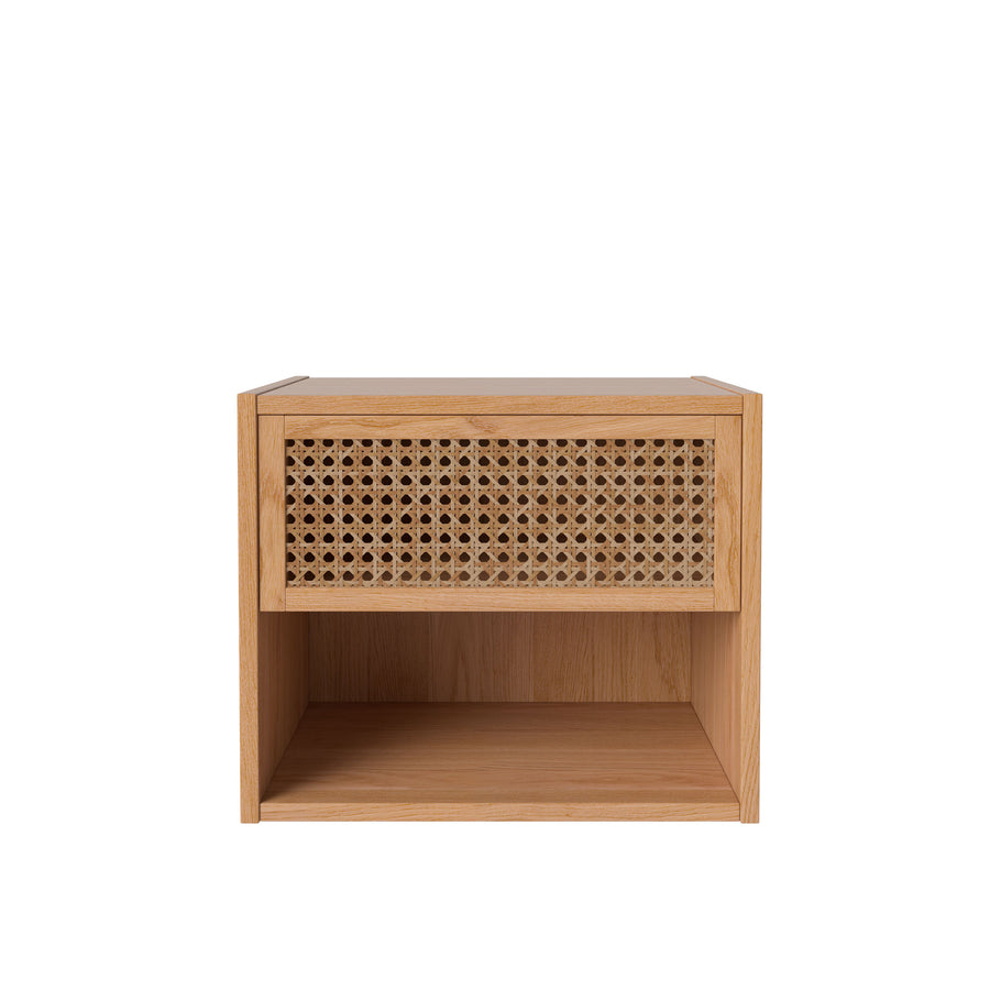 Cana Wall Mounted Bedside Table With Shelf, Oiled Oak