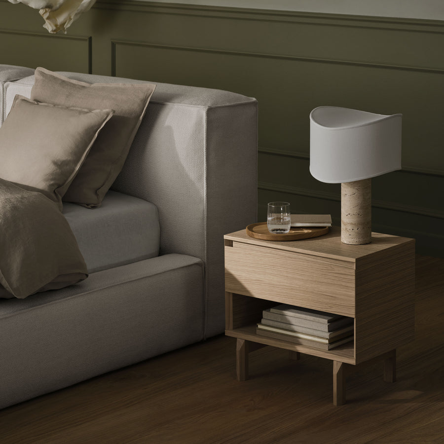 BOLIA Daia Bedside Table with Drawer, White Pigmented Oiled Oak, ambient