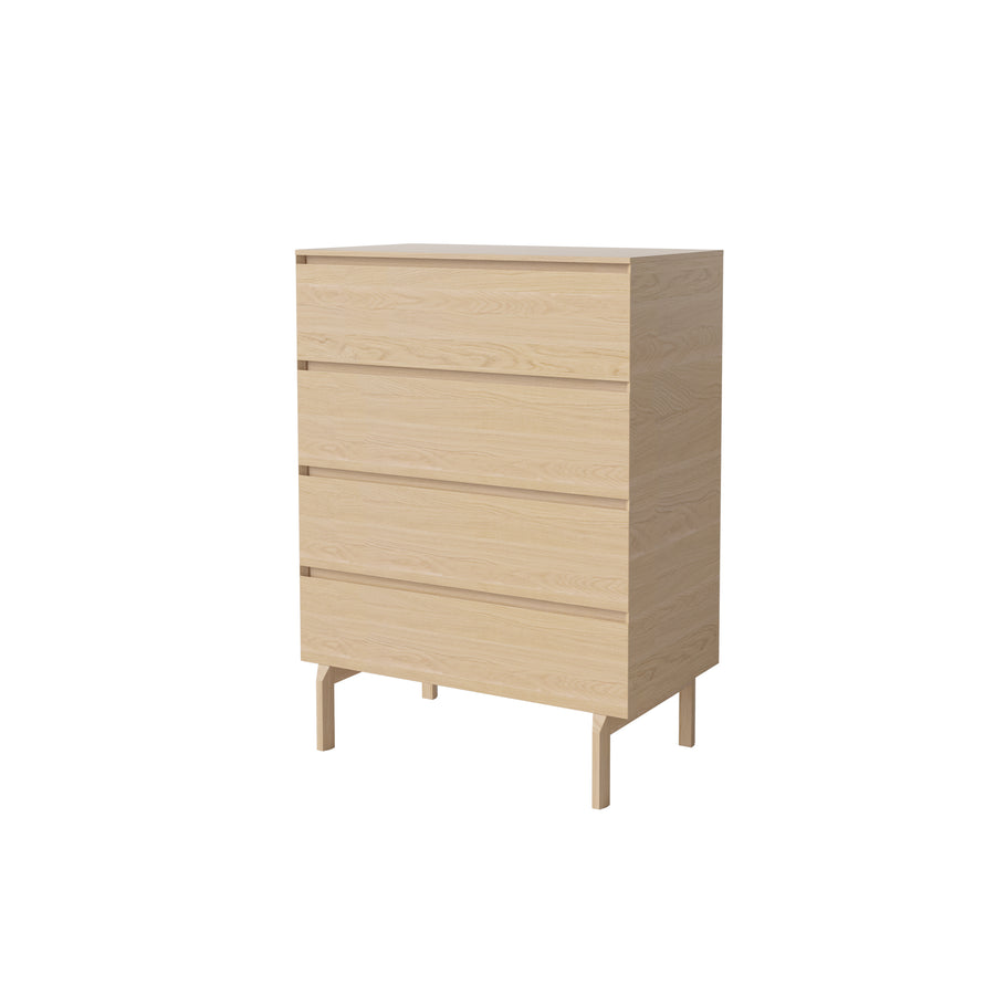 Bolia 4 Drawer Dresser, White Oiled Oak, front turned