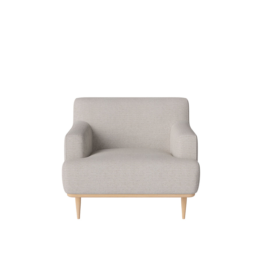 BOLIA Dover Armchair in Memory Grey-White fabric, White Pigmented Oak