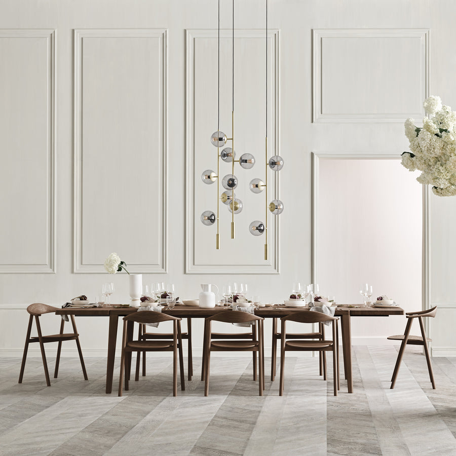 BOLIA Graceful Table with extensions, Swing Dining Chair, all in Dark Oiled Oak