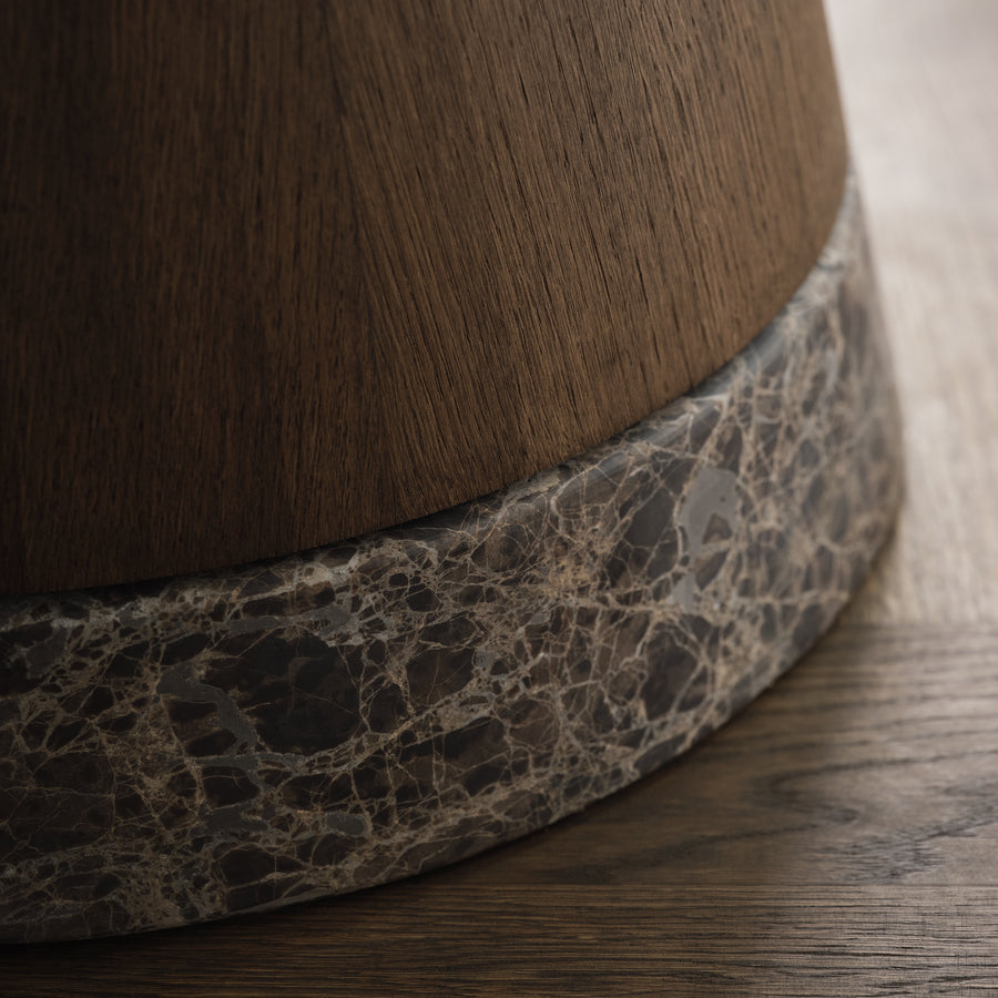 BOLIA Piro Dining Table, Dark Oiled Oak with Emperador Marble Base