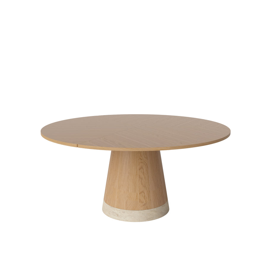 BOLIA Piro Dining Table 160, Oiled Oak, Travertine Base