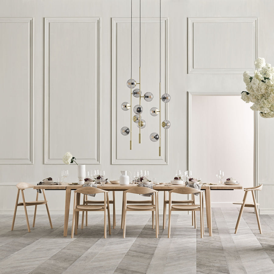 BOLIA Graceful Table with Extensions, Swing Chair in White Pigmented Oak, ambient 3