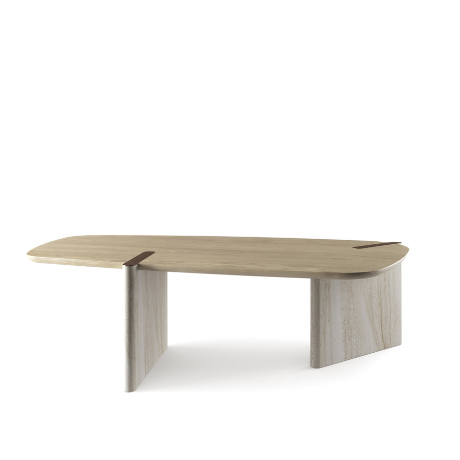 BONALDO Flatiron Table in Brushed Grey Oak and Travertino Romano 2