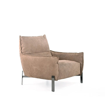 CIERRE Tulip Armchair in Nabuk 97, front turned right. ©Spencer Interiors Inc. 2024