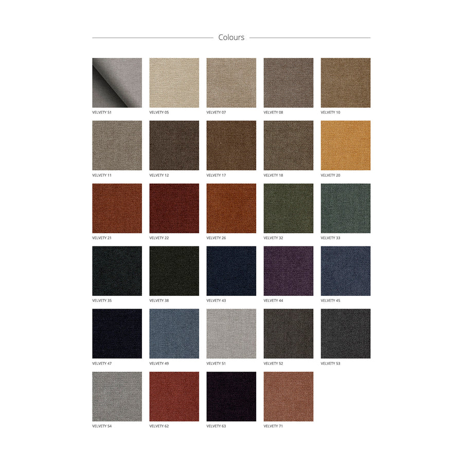 Crevin Velvety fabric, color swatches