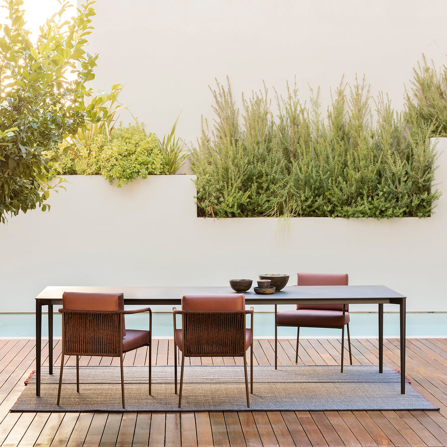 EXPORMIM-Nude Outdoor Dining Table, side view, ambient