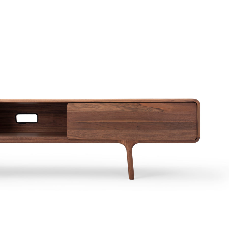 GAZZDA Fawn Lowboard with 2 Drawers in solid Walnut, detail