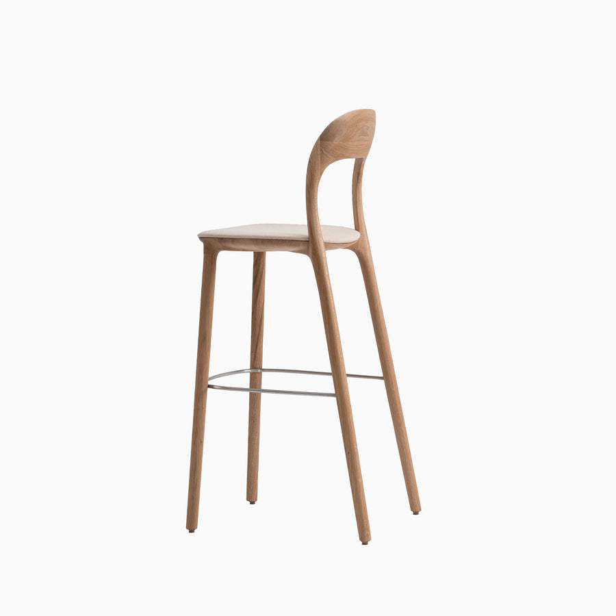 GOEs Elle Bar Stool in Natural Oak, profile turned