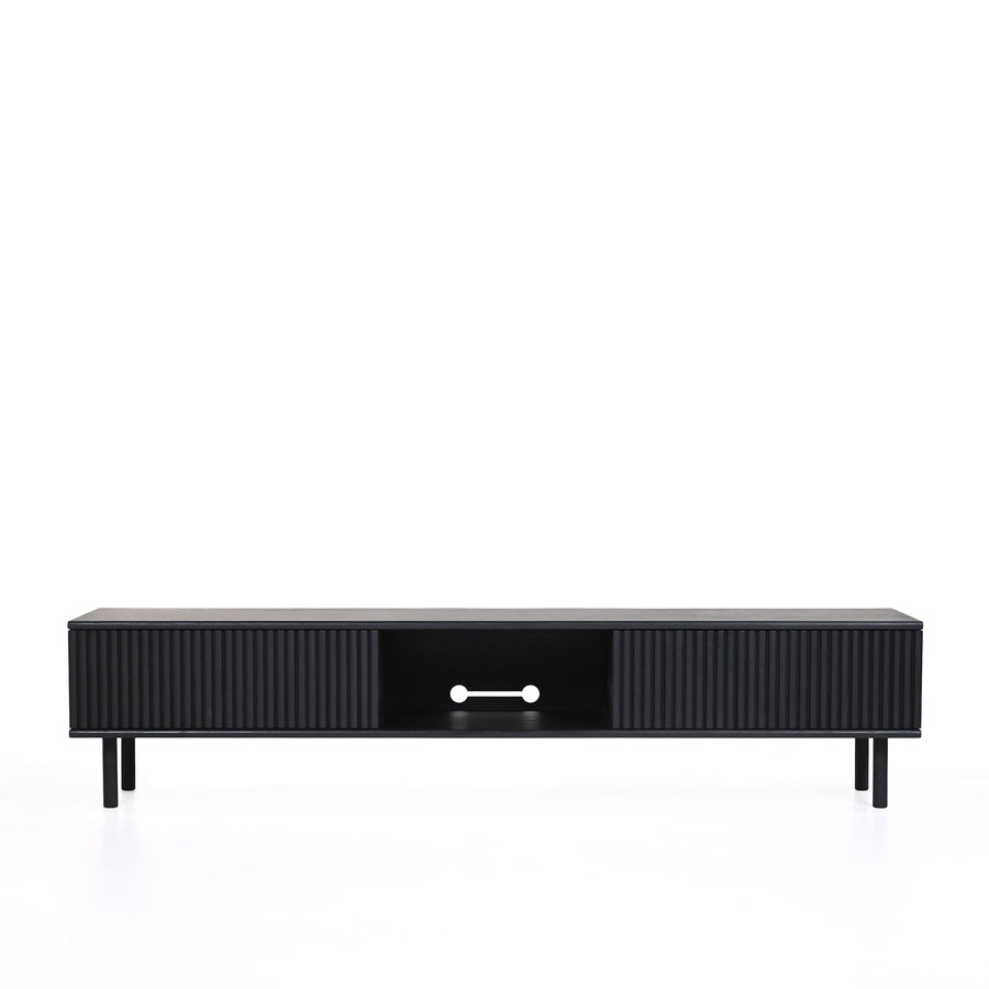 WOAK Design, Groove Lowboard in Black Stained Oak, front