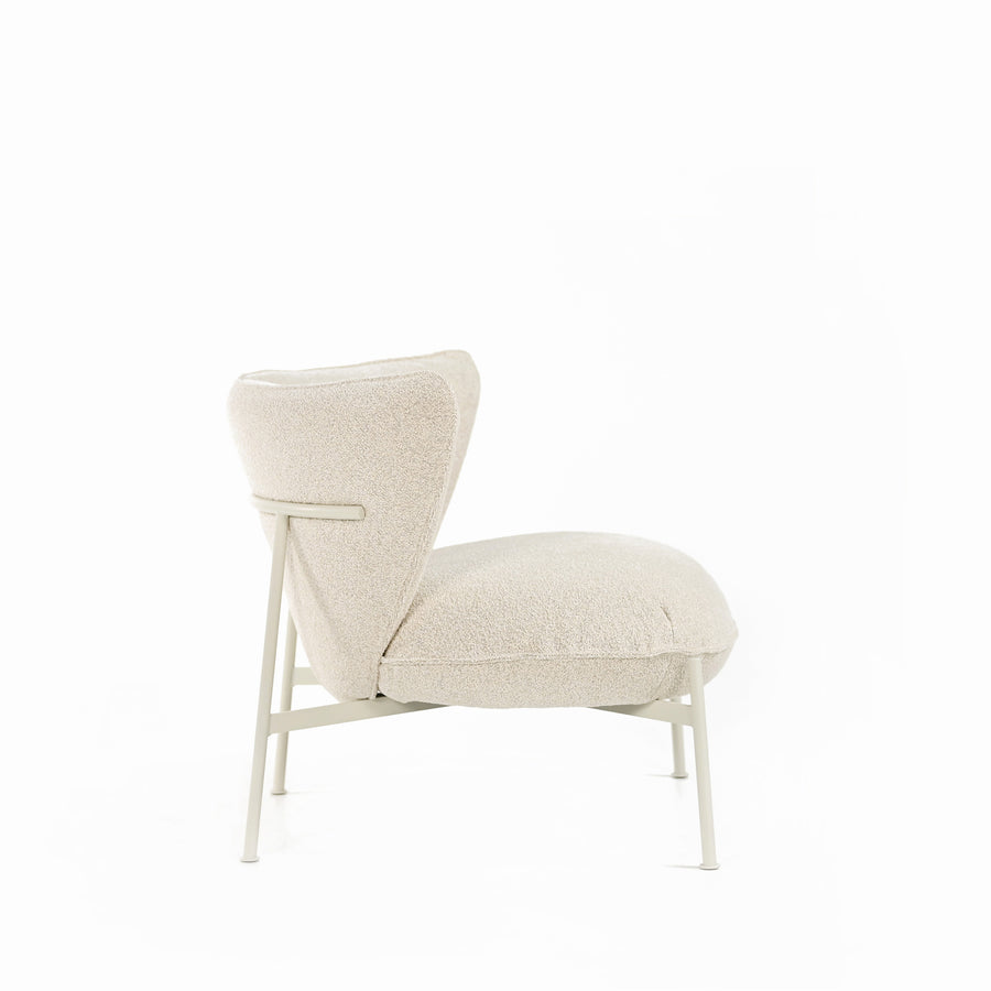 CIERRE Gina Lounge Chair in Grey-White metal & Bouclé 100 fabric, profile, ©Spencer Interiors Inc.