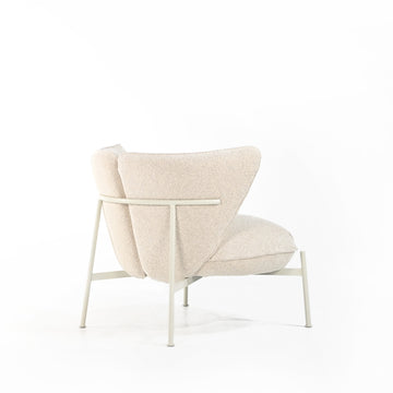 CIERRE Gina Lounge Chair in Grey-White metal & Bouclé 100 fabric, back turned, ©Spencer Interiors Inc.