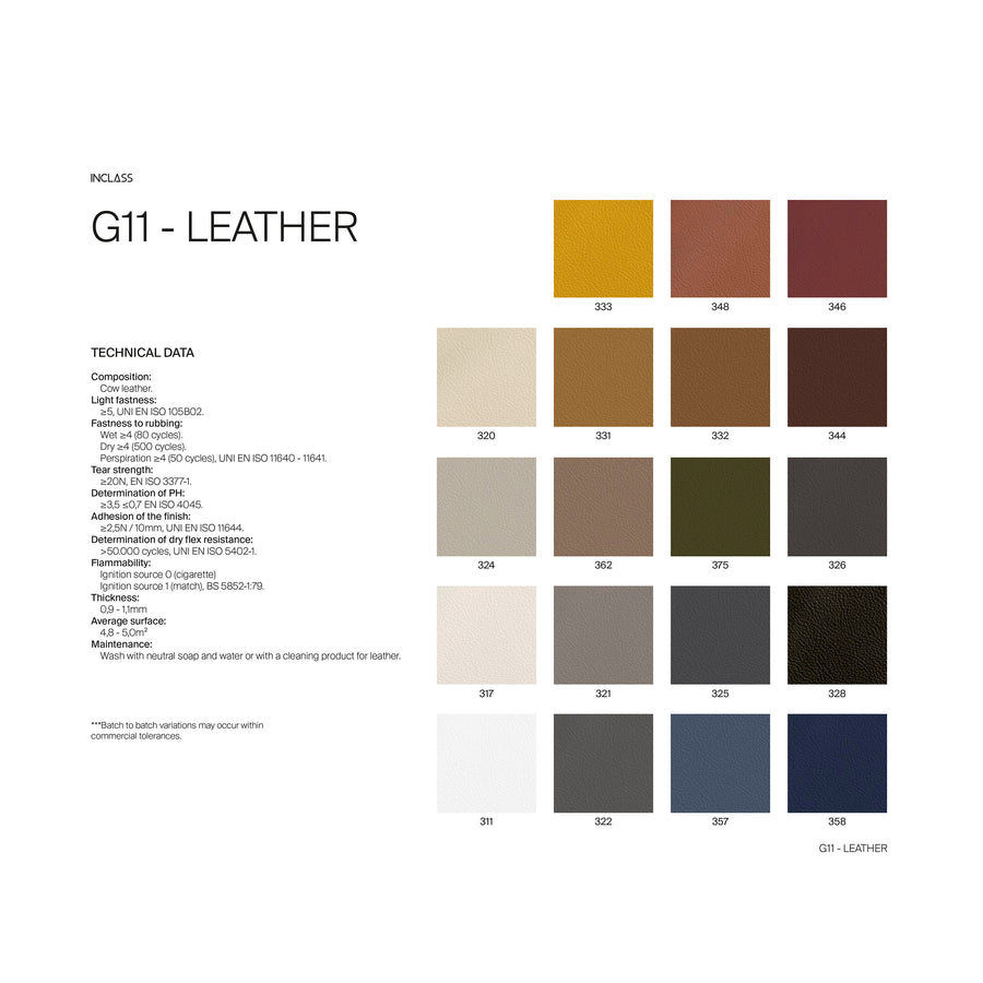 INCLASS G11 Leather Swatches