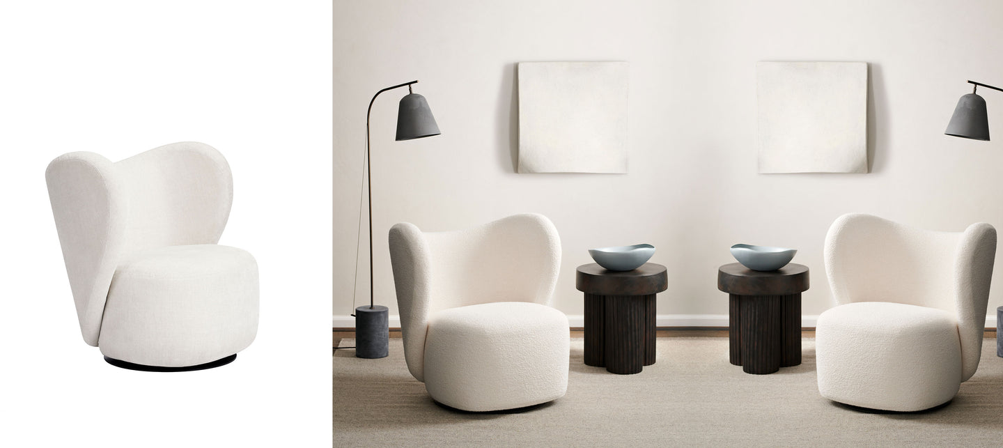 NORR11 Denmark, Little Big Swivel Lounge Chair in Barnum Boucle fabric