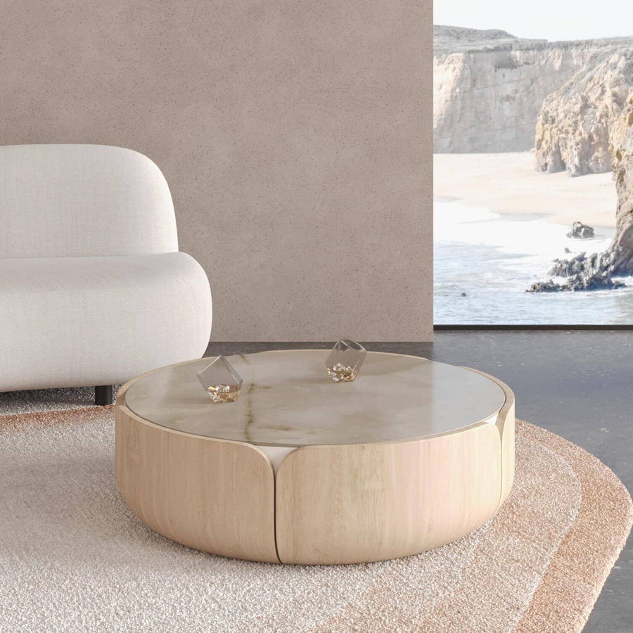Milla&Milli Bloom Coffee Table Large, in solid Hornbeam and Bianco Namibia marble