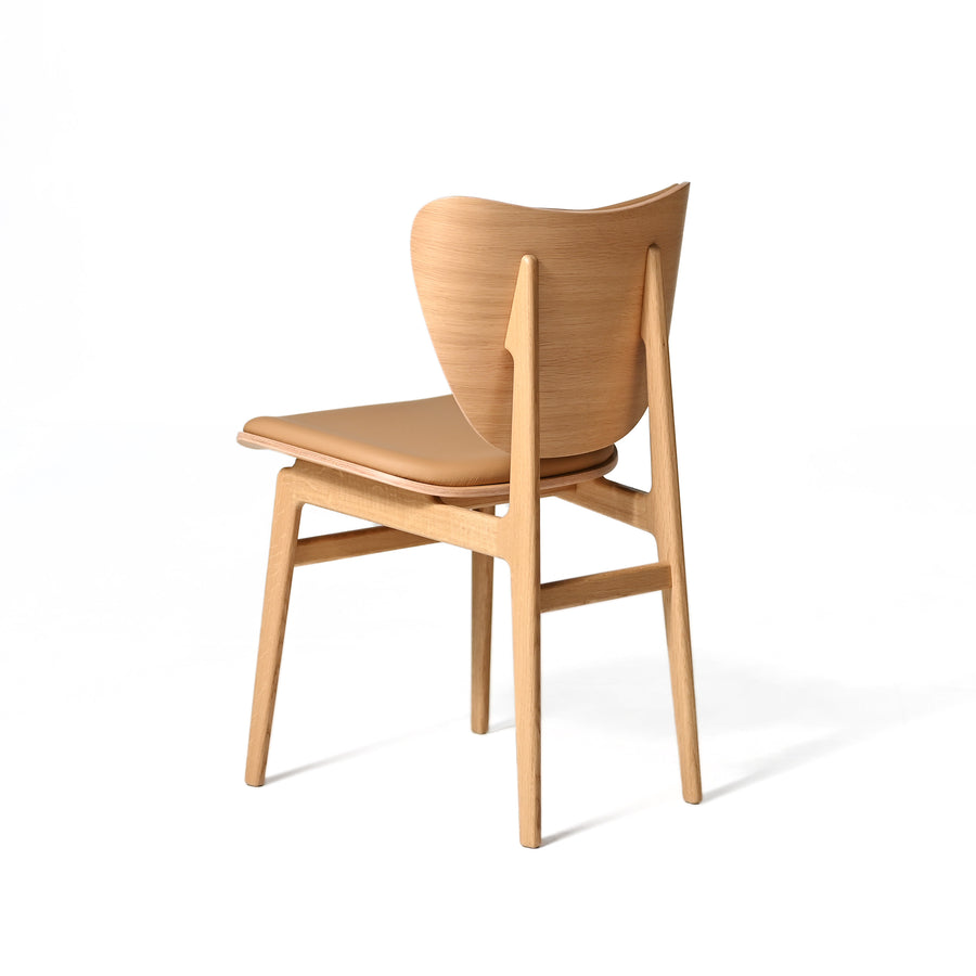 NORR11 Elephant Chair in Natural Oak, Cammello leather, back turned, ©Spencer Interiors Inc.