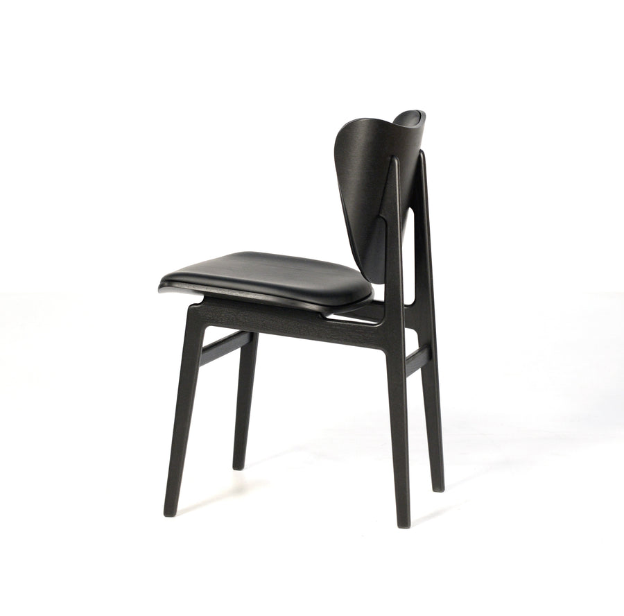 NORR11 Elephant Chair Black Oak, Black Leather Ultra, profile turned