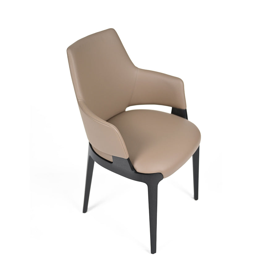 POTOCCO Velis Chair PB7 in Wenge stained Ash and Leather Geo P2D, Tortora, top view, ©Spencer Interiors Inc.