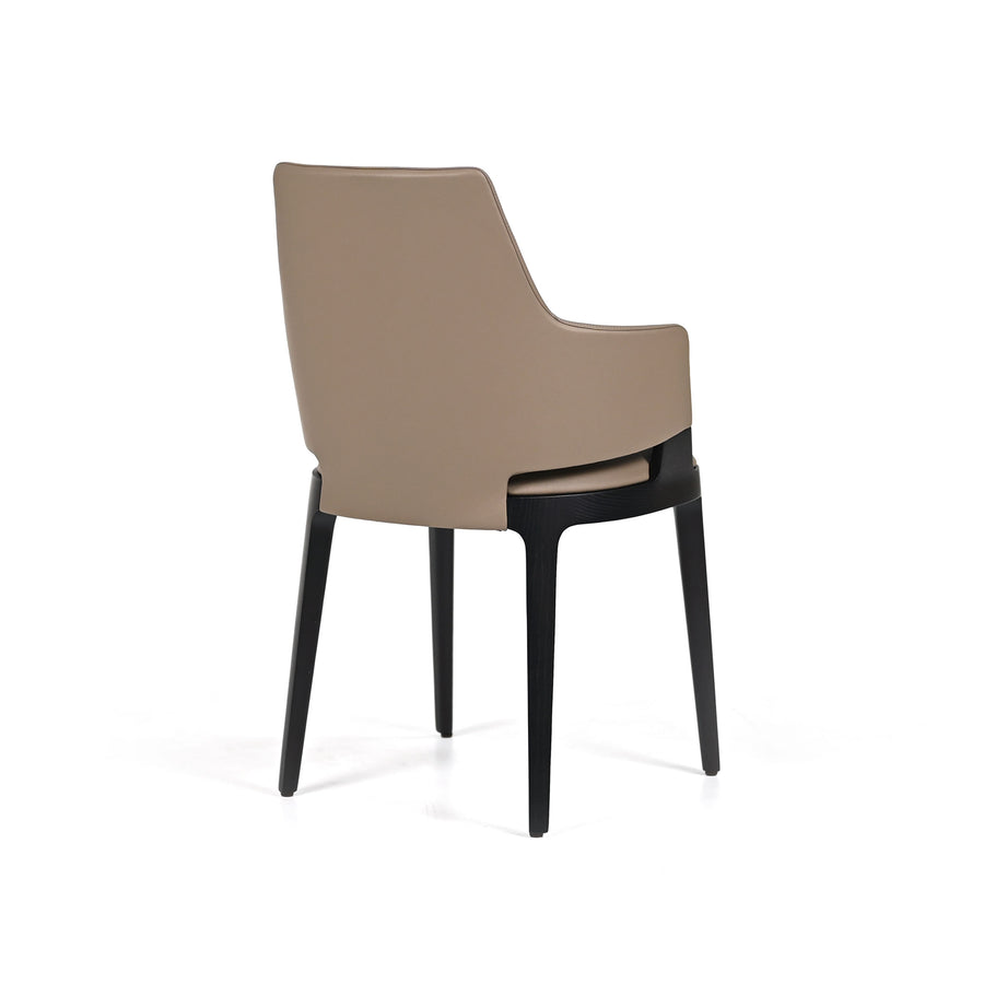 POTOCCO Velis Chair PB7 in Wenge stained Ash and Leather Geo P2D, Tortora, back turned, ©Spencer Interiors Inc.