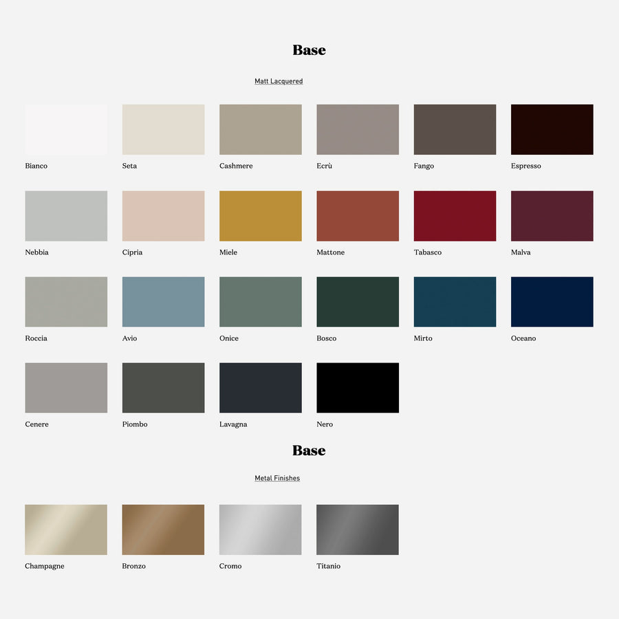 Pianca Dedalo Drawer Base Finishes