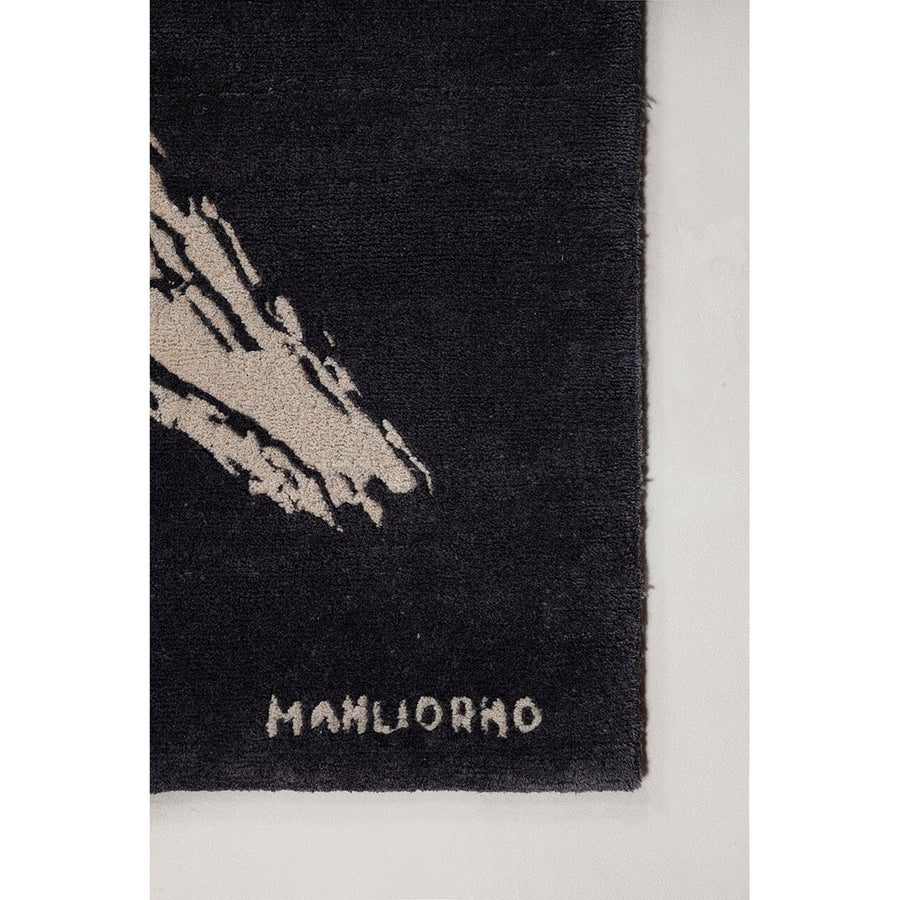 Amini, Composizione 1956 Black Rug, artist signature detail