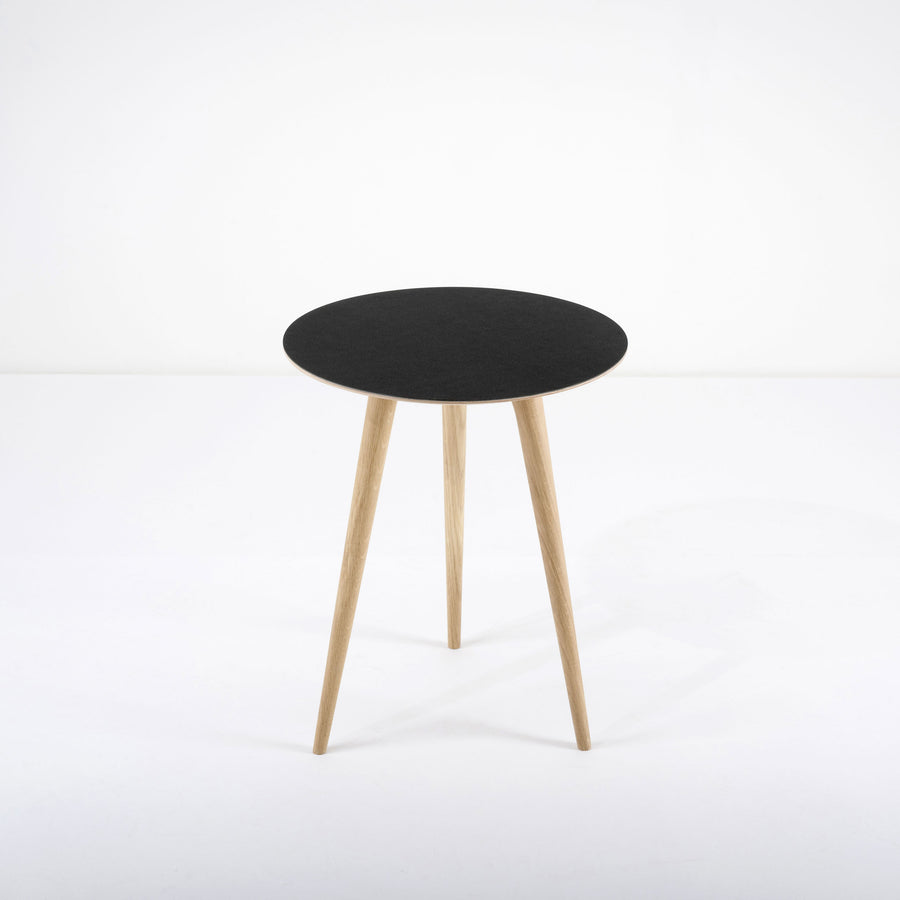 Gazzda Arp Side Table 45 in whitened Oak and Black Linoleum