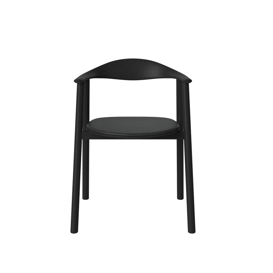 BOLIA Swing Chair Black Oak, Sydney leather Black, front