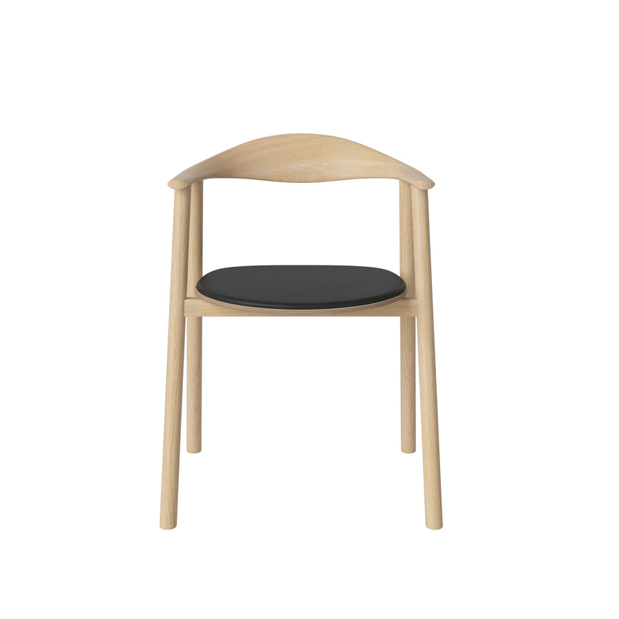 BOLIA Swing Chair White Oak, Sydney leather Black, front