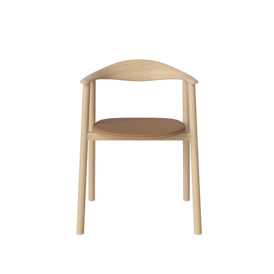 BOLIA Swing Chair White Oak, Sydney leather Cognac, front