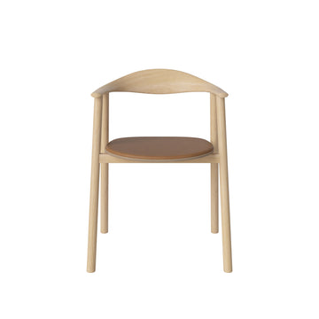 BOLIA Swing Chair White Oak, Sydney leather Hazelnut, front