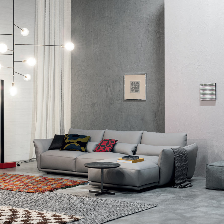 Cierre Clift Sofa Sectional in Grey Leather, ambient - made in Italy - Spencer Interiors