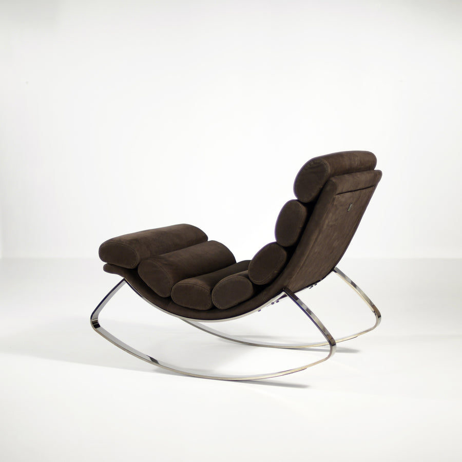 Cierre Monet Rocking Chair in Leather, back turned, © Spencer Interiors Inc.
