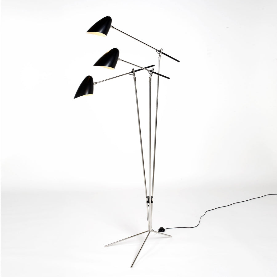 David Weeks Studio, Tripod Standing Lamp, Bullet Shades Satin Black