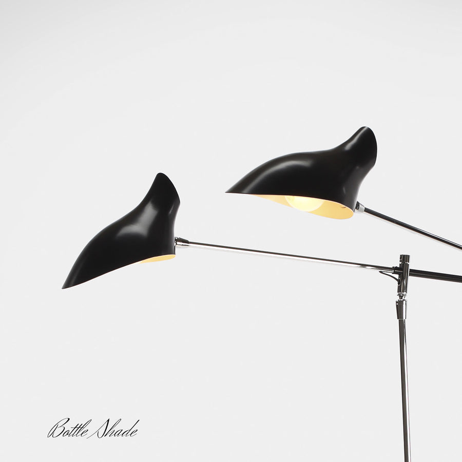 David Weeks Studio, Tripod Standing Lamp, Bottle Shades Satin Black detail